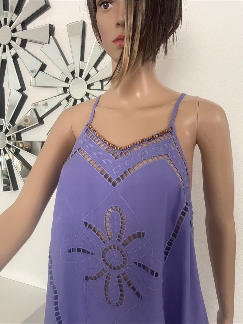 Umgee Purple Cutout Floral Slip mini Dress size S